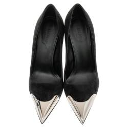 Balmain Paris Black Suede Pointe Toe Pumps Size 37