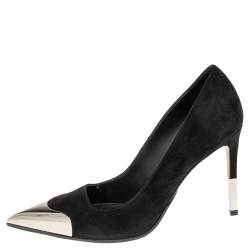 Balmain Paris Black Suede Pointe Toe Pumps Size 37