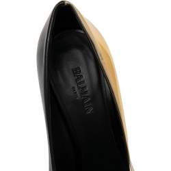 Pre Owned Balmain Black/Gold Leather Pointed Toe Pumps Size 39