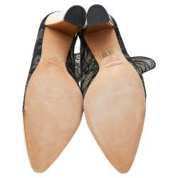 Pre Owned Balmain Black/Gold Leather And Lace Cap Toe Ankle Length Boots Size 41