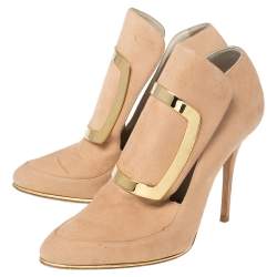 Pre Owned Balmain Beige Suede Desiree Booties Size 36