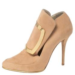 Pre Owned Balmain Beige Suede Desiree Booties Size 36