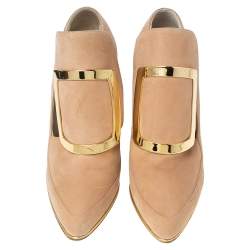Pre Owned Balmain Beige Suede Desiree Booties Size 36