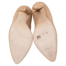 Pre Owned Balmain Beige Suede Desiree Booties Size 36