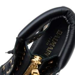 Pre Owned Balmain Black Leather Embellished Flat Sandals Size 37