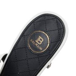 Pre Owned Balmain White Leather Pernille Logo Ankle Strap Sandals Size 37