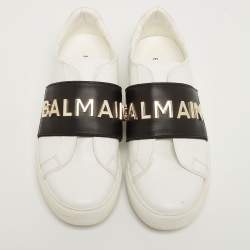 Pre Owned Balmain White Leather Low Top Sneakers Size 38