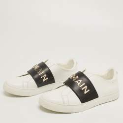 Pre Owned Balmain White Leather Low Top Sneakers Size 38