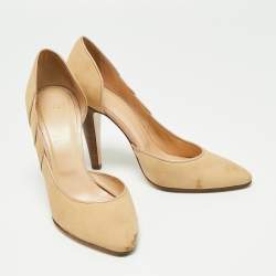 Bally Light Brown Nubuck Leather D'orsay Pointed Toe Pumps Size 39.5