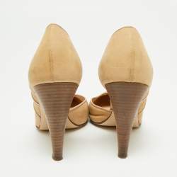 Bally Light Brown Nubuck Leather D'orsay Pointed Toe Pumps Size 39.5