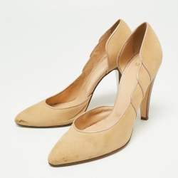 Bally Light Brown Nubuck Leather D'orsay Pointed Toe Pumps Size 39.5