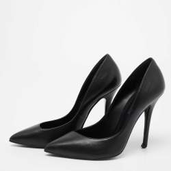 Balmain x Giuseppe Zanotti Black Leather Pointed-Toe Pumps Size 38.5