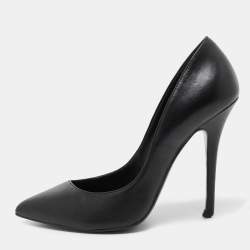 Balmain x Giuseppe Zanotti Black Leather Pointed-Toe Pumps Size 38.5