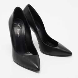 Balmain x Giuseppe Zanotti Black Leather Pointed-Toe Pumps Size 38.5