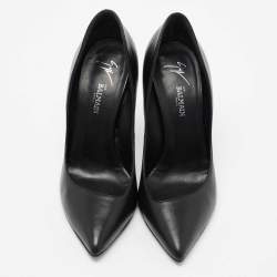 Balmain x Giuseppe Zanotti Black Leather Pointed-Toe Pumps Size 38.5