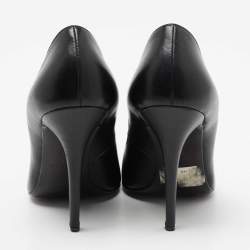 Balmain x Giuseppe Zanotti Black Leather Pointed-Toe Pumps Size 38.5