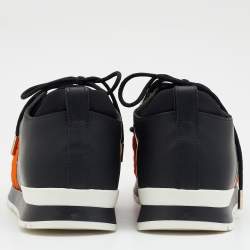 Balmain Black/Orange Quilted Neoprene and Leather Low Top Sneakers Size 37
