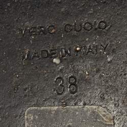 Pre Owned Balmain Black Leather Knee Length Boots Size 38