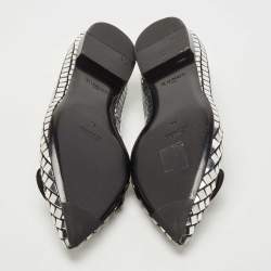 Balmain Silver/Black Suede and Embellished Ballet Flats Size 39