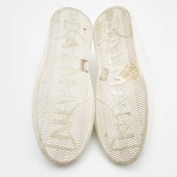 Pre Owned Balmain White Leather and Fabric B-Court Sneakers Size 40