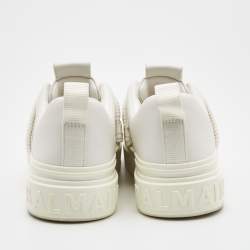 Pre Owned Balmain White Leather and Fabric B-Court Sneakers Size 40