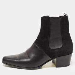 Balmain Black Leather and Suede Ankle Boots Size 39