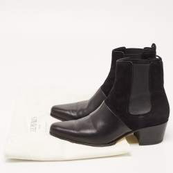 Balmain Black Leather and Suede Ankle Boots Size 39