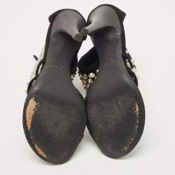 Balmain Black Suede Studded Ankle Cuff Sandals Size 38