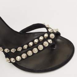 Balmain Black Suede Studded Ankle Cuff Sandals Size 38