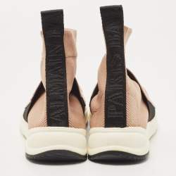 Pre Owned Balmain Blush Pink Stretch Knit  High Top Sneakers Size 37.5