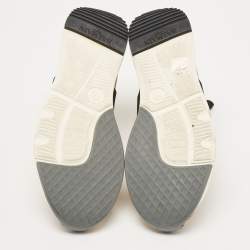 Pre Owned Balmain Blush Pink Stretch Knit  High Top Sneakers Size 37.5