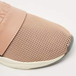 Pre Owned Balmain Blush Pink Stretch Knit  High Top Sneakers Size 37.5