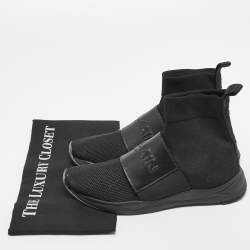 Balmain Black Fabric and Leather Cameron Sock Sneakers Size 38