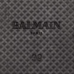 Balmain Black/Gold Leather Lace Up Slides Size 39