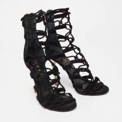 Balmain Black Suede Strappy Sandals Size 36