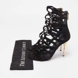 Balmain Black Suede Strappy Sandals Size 36