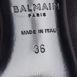 Pre Owned Balmain Black Suede Robin Embellished Knee Length Boots Size 36