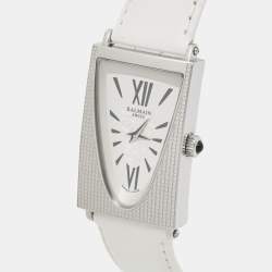 Pre Owned Balmain Silver Stainless Steel Leather Amphora 3401 Women's Wristwatch 25 mm