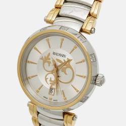 Pre Owned Balmain Silver Dial Two Tone Stainless Steel Diamond Classica Lady Downtown 4076 Women's Wristwatch 35 mm