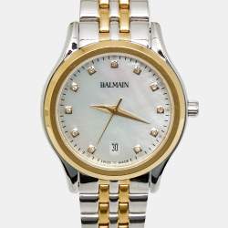 Pre Owned Balmain Beleganza B8342.39.86 Mother Of Pearl Dial Two Tone Stainless Steel Diamond Women's Wristwatch 27.50 mm