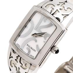 Pre Owned Balmain Mother of Pearl Stainless Steel Elysees Arabesques B3371.51.82 Women's Wristwatch 24 mm