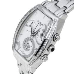 Pre Owned Balmain White Mother of Pearl Stainless Steel Arcade Chronograph Women's Wristwatch 30 mm