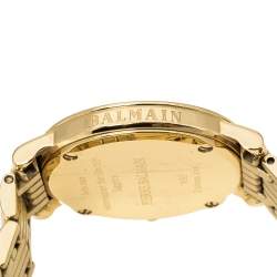 Pre Owned Balmain MOP Yellow Gold Plated Stainless Steel Diamond Elegance Chic Mini B1693.33.84 Women's Wristwatch 29 mm