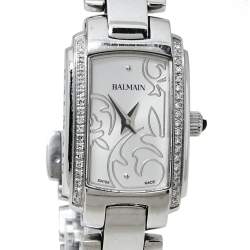 Pre Owned Pierre Balmain White Stainless Steel Diamonds 3655 Women's Wristwatch 19 x 27 mm