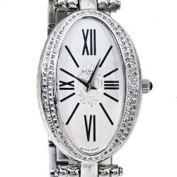 Pre Owned Balmain Silver Stainless Steel Diamonds Ovation Mini Women's Wristwatch 28 mm