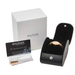 Pre Owned Balmain Mother Of Pearl Rose Gold Tone Stainless Steel B3259.3384 Women's Wristwatch 19 mm
