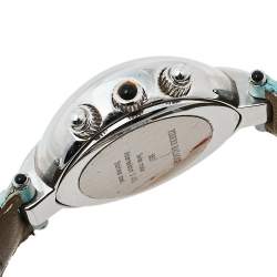 Pre Owned Balmain Mother Of Pearl Stainless Steel Leather Excessive Chrono 5831 Women's Wristwatch 32 mm