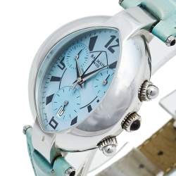 Pre Owned Balmain Mother Of Pearl Stainless Steel Leather Excessive Chrono 5831 Women's Wristwatch 32 mm