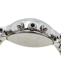 Pre Owned Balmain Silver Stainless Steel and Diamond Excessive Chronograph 5831 Women's Wristwatch 32 mm