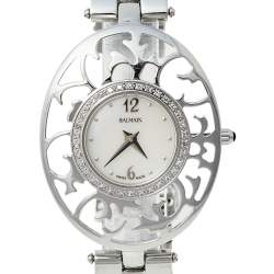 Pre Owned Balmain Mother of Pearl Stainless Steel Diamond 3075 Women's Wristwatch 32 mm